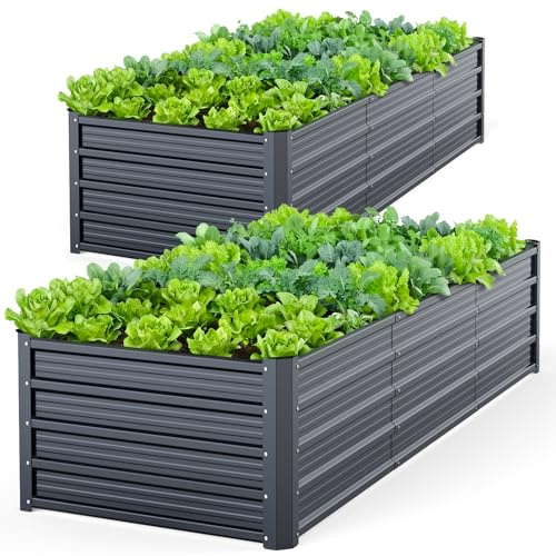Ohuhu Fioriera rialzata in metallo per esterni, 20 x 9 x 5 m, rinforzata, zincata, antiruggine, in acciaio colorato, per verdure, aiuole rialzate resistenti per coltivare fiori, erbe grasse