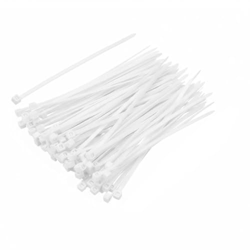 Amyu 100 Pack Cable Ties White, 4 Zip Ties, 18lbs Tie Straps Self Locking Tie Wraps UV-Ristant, 100mm x 2.5mm Small Nylon Plastics Ties for Garden, Home, Office, Workshop, Indoor and Outdoor