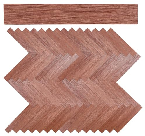 FREEBLOSS 50 mini papel tapiz de casa de muñecas de 3.9 x 0.6 pulgadas, tableros de PVC autoadhesivos, suelos de madera para casa de muñecas, accesorios de decoración de casa de muñecas, marrón oscuro