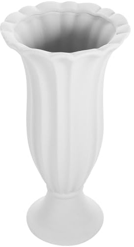 TOYANDONA Vaso per Fiori da Cimitero in Ceramica Design Colonna Romana, Portafiori Commemorativo Grigio Bianco, Decorazione per Lapidi e Uso Funerario Esterno