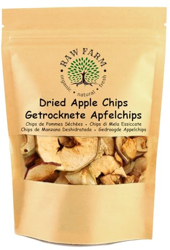 Raw Farm – Chips di Mela Essiccata 200 g – Fette di Mela 100% Naturali – Senza Semi – Senza Zuccheri Aggiunti – Senza Additivi – Snack Vegano