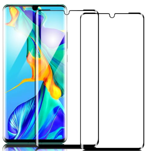 Three-Tree Schutzfolie für Panzerglas für Huawei P30 Pro/New Edition 2020, Fingerabdruck-ID Unterstützen 2 Stück 9H Glas Displayschutz, 3D Gebogen Folie Kompatibel mit Handyhülle für Huawei P30 Pro