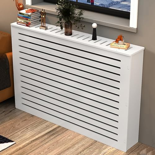 Kylarskydd för hem, vitt Louvered värmeskåp, dold värmeskåp, golvdekoration, rörskärmar, ångvärmeskydd