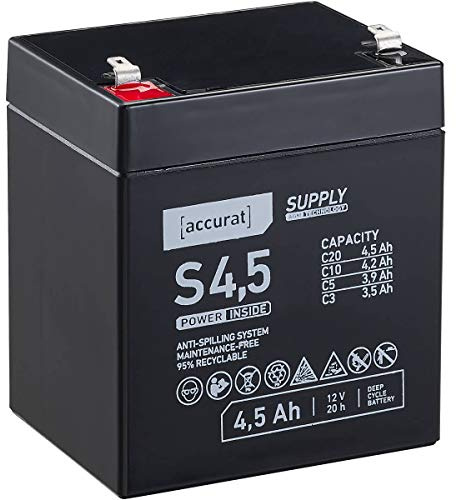 Accurat Supply S4,5 AGM 12V Bleiakku 4,5Ah, wartungsfrei, auslaufsicher | zyklenfest, Aufbaubatterie, Bordbatterie, für Wohnmobil und Boot, hohe Zyklenfestigkeit, zuverlässige Energieversorgung