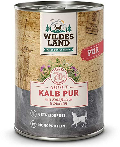 WILDES LAND – Wild | Nassfutter mit extra hohem Fleischanteil und natürlichen Zutaten für ausgewachsene Hunde. Getreidefreies Alleinfutter ohne Zusatzstoffe in der Dose | 24x400g Wild