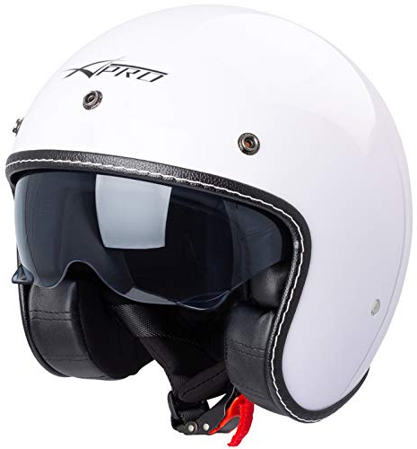 Casco Moto Jet Cafe Racer Omologato ECE 22-06 Parasole scooter Bianco L