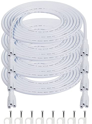 SinLoon UL-LP Certification T5 T8 LED Lamp Connecting Wire for Ceiling Lights - Daylight Integrated Tube Cable Linkable Cords for Lamp Holder Socket Fittings (9.8FT/3M, 4-Pack)
