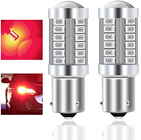 Teguangmei 1156 BAU15S PY21W 7507 Car LED Bulbs Red 900LM Ultra Bright 5730 33-SMD LED Reversing Brake Tail Stop Rear Fog Lamps Position Tail Light 12-30V 3.6W- 2Pcs