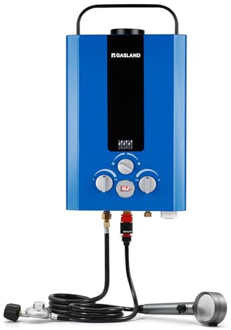 GASLAND Outdoors Propane Tankless Water Heater,1.58GPM 6L Portable Gas Water Heater, Overheating Protection, Easy to Install, Use for RV Cabin Barn Camping Boat, Blue, BE158L