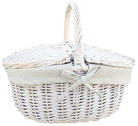 Red Hamper EH066W Picknickkorb aus Weidengeflecht, oval, mit weißem Futter