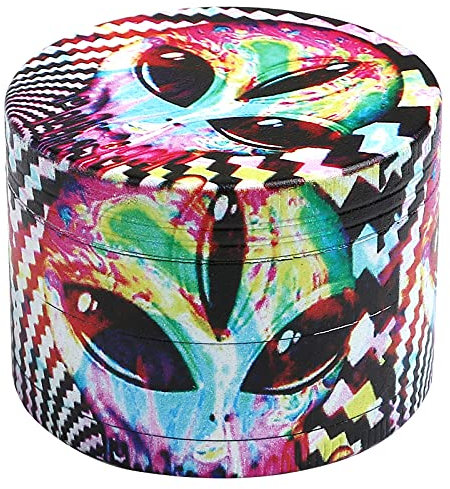 LIHAO 2 inch Grinder 4 Layer Zinc Alloy Spice Grinder - Colorful Alien Head