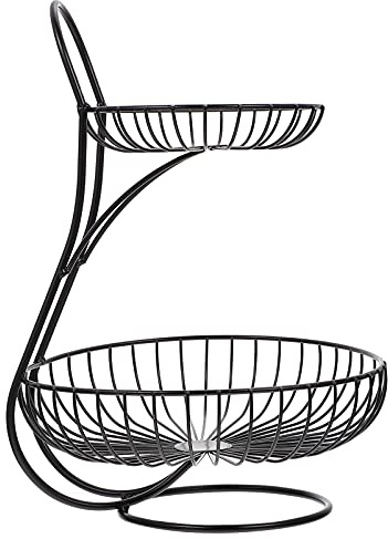 Artibetter Panier de service à fruits à 2 étages pour fruits et légumes - Panier à pour la maison, le restaurant, la cuisine - Noir