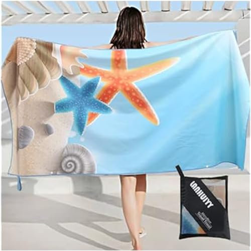 LANHUIYY microfaser Strandtuch - Strandtuch groß 160x80cm -Strand handtücher sandfrei - schnell trocknende und leichte Strand handtücher. Geeignet für Camping, Fitnessstudio, Strand.