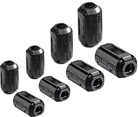 Aiqeer 8 Stück Ferrite Ring Cores Set, Ferrit Ringkern Cable-Clip, RFI EMI Entstörfilter Ferritfilter, Klappferrit Ferritkern (3.5 mm, 5 mm, 7 mm, 9 mm Innendurchmesser)