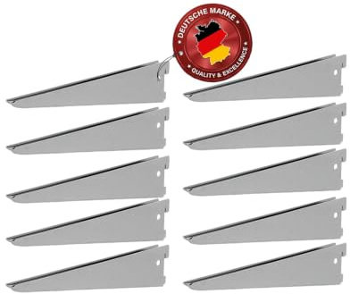 siwitec U-Träger 270x50mm Regalhalter zweireihig Stahl Küche silber 10er | passend zu zweireihigen Wandschienen, U-Form für Holz- oder Glasböden, kombinierbar mit Aufsteckhaltern