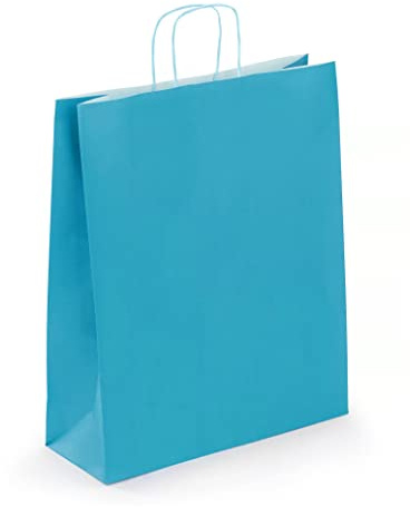 Viquel - Große Krafttasche, 35 x 14 x 40 cm – große blaue Krafttasche mit gedrehtem Griff – 50 Papiertüten – Blau