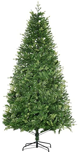 HOMCOM Albero di Natale Artificiale e Ignifugo per Interni con 2056 Rami e Base in Metallo, in PE e PVC, Φ124x228 cm, Verde