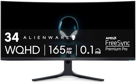 Dell ALIENWARE 34 CURVED QD-OLED Gaming Monitor - AW3423DWF, AlienFX lighting system, Response Time 0.1 ms, Anti-reflective,