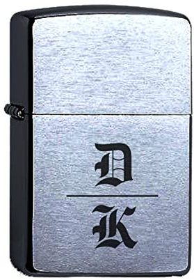 Zippo Benzinfeuerzeug mit Ihren Initialen im modernen Design Gravur Chrome Brushed Wunschgravur personalisiert Name Feuerzeug Initialien