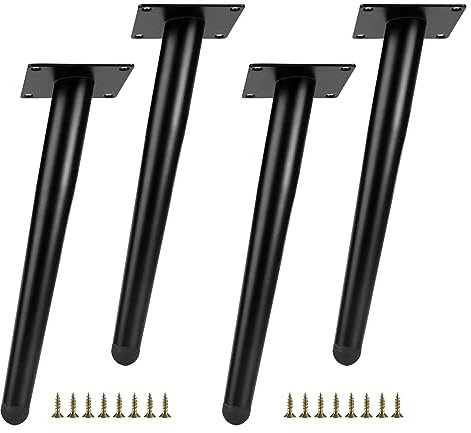 DBREAKS Schräge Möbelfüße, 4 Stück Tischbeine Metall Schwarz, No-Slip Kegel Möbelbeine, Tischfüße für Tische Sofas TV-Schränke Stühle Schränke Ersatz-Schrankfüße,30cm