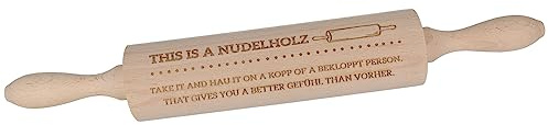 Spruchreif | Nudelholz mit Gravur | Teigroller aus Holz | Backen | Plätzchen | Teigausroller als Backzubehör | Backrolle aus Holz | Teigwalze | Lustiges Küchenaccessoire
