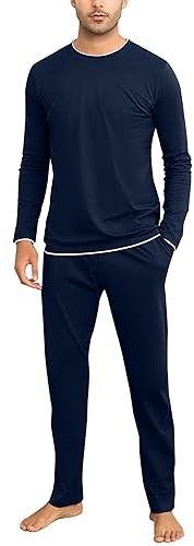 Aseniza Pyjama Homme Hiver Ensembles de Pyjama Coton Manches Longues Vêtements De Nuit Vêtements de Détente Doux Loungewear