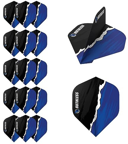RUTHLESS Dart-Flights | Premium 100 Mikron Standard Nummer 2 Form Rip Torn Design, Rot, Weiß, Blau, Schwarz, mehrere Packungsgrößen
