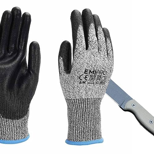 A2ZWORLD 1 Paire (M Taille 8) Gants Haute Résistance à la Coupe, Gants Anti-Couper Niveau 5 de Travail, Smart Touch, Mousse Durable Prise Ferme Stretch Fit