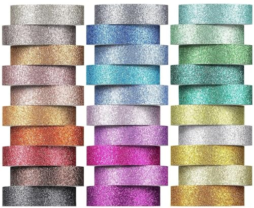 Muteitt 90 Rollen Glitzer-washi-Tape-Set, Buntes DIY-papierband, Scrapbooking, Album, Klebeband, Tagebuch, Schreibwaren