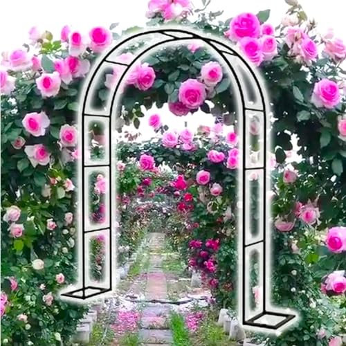 XUJIAY Rosenbogen, Garten-Torbogen Aus Metall, Pergola Rankhilfe Verzinkt Rost, Laubengang Rankgestell Mit Sockel Für Verschiedene Kletterpflanzen, Einfache Montage, 6 Größen,180x220x40CM