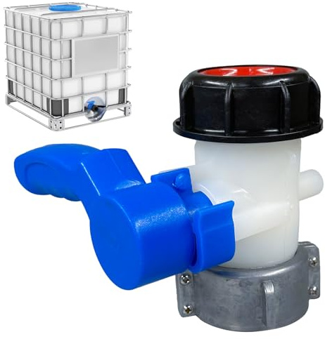 CHENGSHI IBC Ventil DN40, 62 mm Absperrhahn für 1000 L Tank | Robuster ABS-Kugelhahn für Sichere Wasserentnahme, Passend für IBC-Container, Regentonne, Garten und Industrie