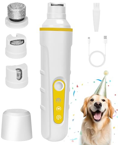 FURBONA Dog Nail Grinder, Quiet 2-Speed Electric Nail File with LED & USB-C | Quiet 40dB operation, 2-speed control, LED light, USB-C rechargeable, smart display, 3 grinding ports