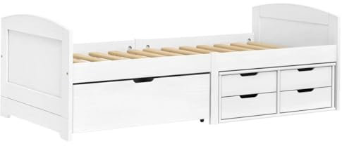 vidaXL Dagbädd med 5 lådor IRUN vit 90x200 cm massiv furu, gästsäng, säng, soffa, gästsängar, sängar, soffor, dagbädd, dagbäddar, sängram, sängramar