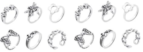 SAFIGLE 12 Stk Ring paar Knöchelringe Ringe für jugendliche Mädchen Ring für Frauen Mädchen klingeln for women Damenring-Set Silberringe für Damen Ringe für Frauen Legierung Silver