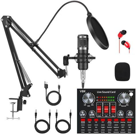 Ensemble De Microphones pour Podcast, Interface Audio Avec Carte Son Tout-En-Un En Direct Et Microphone Bm-800 Tonor pour L'Enregistrement, La Diffusion En Direct, Youtube Tiktok