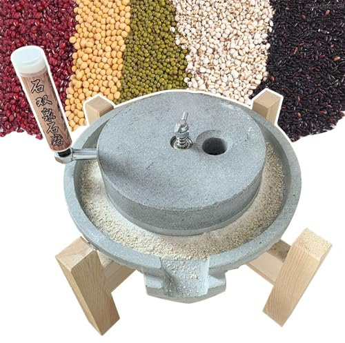 Hand Grain Mill Stone,Hand Grain Mill Grinder for Flour, Manual Bluestone Food Pulverizer Dry/Wet Mills for Spice Barley Soybean, Classic Rice Paste/Corn Juice Paste Mill Stone Ornament