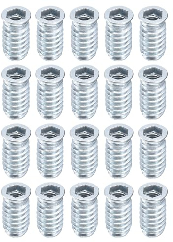 sourcing map 30Pcs Threaded Inserts, M10-1.5x30 Zinc Plated Carbon Steel Hex Socket Drive Screw-in Nut Threaded Inserts for Wood Working Tools and Accessories