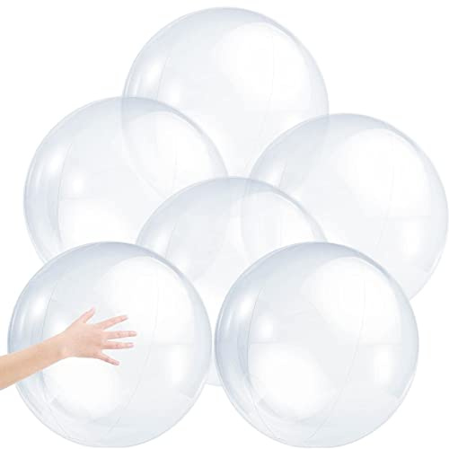 6 Stück aufblasbarer, transparenter Ball, 40,6 cm, PVC-Wasserball, heller Wasserballon, transparenter Pool-Strandparty-Ball, riesiger Blasenball, aufblasbare Bälle, Pool-Ballons, aufblasbare transpare