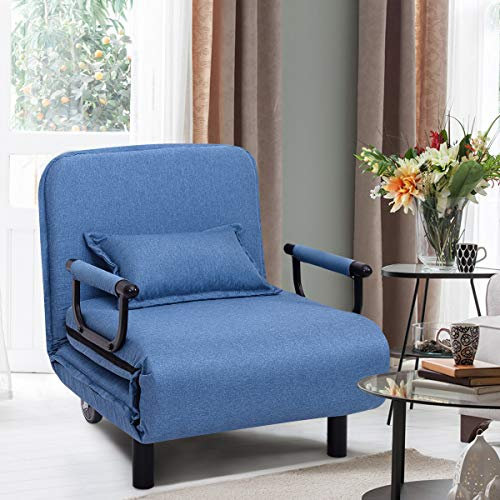 Klappbares Schlafsofa, 3-in-1, umwandelbarer Liegestuhl mit Kissen und Rollen, für den Innenbereich, Einzelbett, Gästebett, Lounge, Futon-Couch für Zuhause, Büro, Schlafzimmer, Wohnzimmer