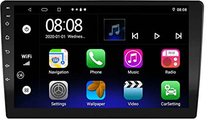 Generico Autoradio Android 14 da 9 Pollici con Touch Screen Completo, Wireless Carplay, autoradio Bluetooth, Telecamera di Ritorno, con navigatore satellitare GPS/DSP, Ricevitore Radio FM/AM/RDS