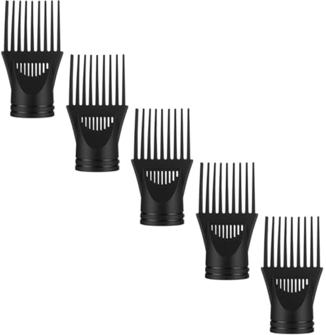 WEKADRIN Ugelli Concentratori per Styling Chioma Pettine 5 Pezzi per Asciugacapelli Set Riutilizzabili in Plastica Neri per Uso Professionale e Domestico