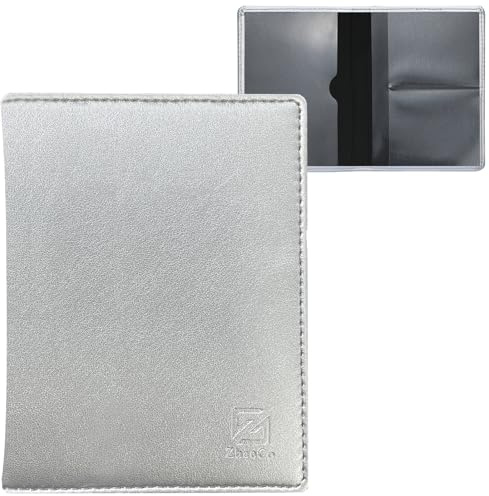 ZhaoCo Fahrzeugschein Hülle, Dünne Leichte Robust Schutzhülle für Führerschein Visitenkarten und Kreditkartenetui aus Kunstleder (Silber)