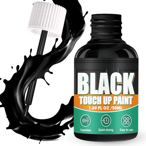 Lubynia Black Touch Up Paint Pen, Multi Surface Appliance Paint Black, 1.69Fl Oz Odorless Door Paint, Porcelain Repair Kit for Scratches&Spots on Bathtub, Kitchen, Cabinet, Door, Furniture, Semi Gloss
