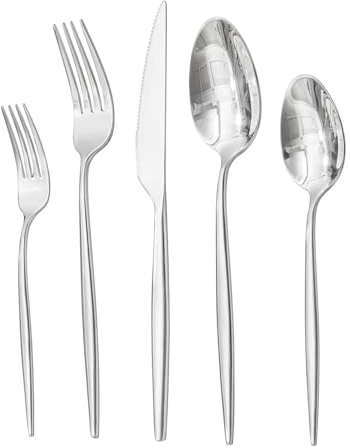 HIKAA Besteck Set 12 Personen, 18/10 Edelstahl Besteckset aus hochwertigem