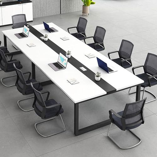 Großer Konferenztisch für 10 Personen, moderner rechteckiger Besprechungstisch mit starkem Metallrahmen, ideal für Büroseminare und Trainingsräume (240 x 130 x 74 cm)
