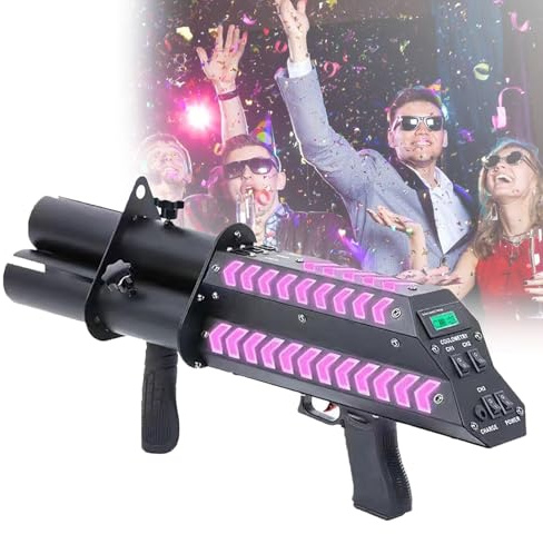 SgyGlyn Lanzador de Confeti eléctrico, cañón Lanzador de Confeti portátil con Luces, Recargable, para Eventos Especiales, Fiestas, Clubes, Bodas, conciertos, Iluminado