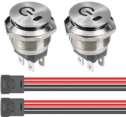 Gebildet Edelstahl 230V/10A Wasserdichter Runder Wippschalter 22mm Grüne LED Beleuchtet EIN/AUS 4-Poliger Beleuchteter Kippschalter