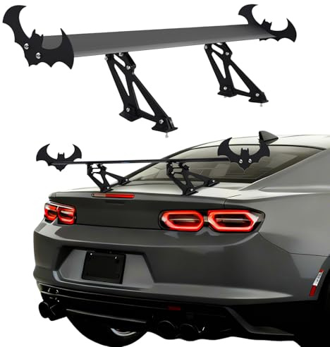 Upgrades Wing Car Spoiler, 43.3 GT Universal Rear Spoiler with Single Deck, Car Rear Trunk Spoiler Wing Spoiler, Adjustable Aluminum Racing Spoiler BGW/JDM Drift (Bat Style)