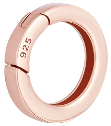 PH PandaHall Anillo de plata de ley 925 con resorte de 16 mm, redondo, cierres y cierres de collar de oro rosa, conector de fianza, conectores mejoradores, cierres a presión para manualidades, joyería