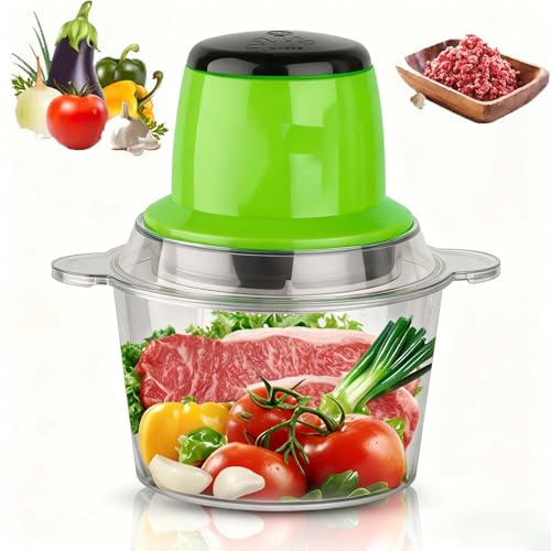 Robot da cucina da 600 W con capacità di 2 litri, tritatutto elettrico e tritacarne con ciotola senza BPA, frullatore da cucina per salsicce, puree, impasti con diverse impostazioni di velocità